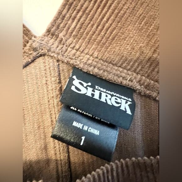 Hot topic her universe shrek brown corduroy short overalls embroidered shrek 1X - Picture 5 of 11